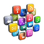Software concept: cloud of program icons Software concept: cloud of program icons